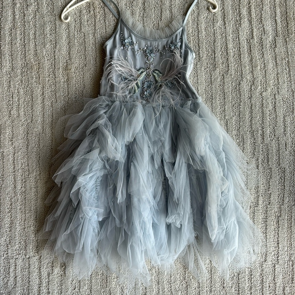 Tutu Du Monde blue feather dress size 8-9
